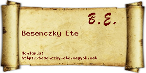 Besenczky Ete névjegykártya